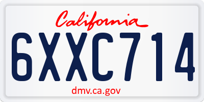CA license plate 6XXC714