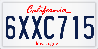 CA license plate 6XXC715