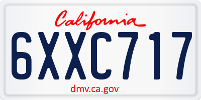 CA license plate 6XXC717
