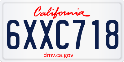 CA license plate 6XXC718