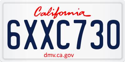 CA license plate 6XXC730
