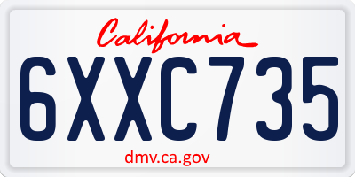 CA license plate 6XXC735