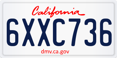 CA license plate 6XXC736
