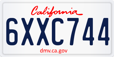 CA license plate 6XXC744