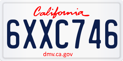 CA license plate 6XXC746