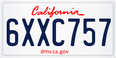 CA license plate 6XXC757
