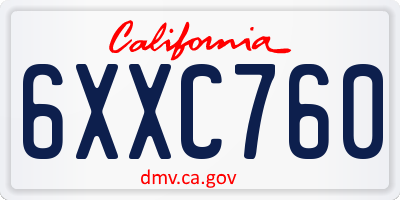 CA license plate 6XXC760