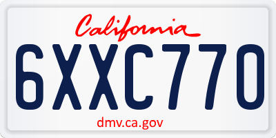 CA license plate 6XXC770