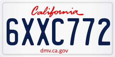 CA license plate 6XXC772