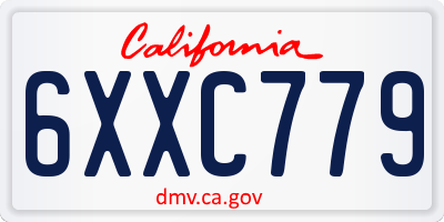CA license plate 6XXC779
