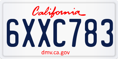 CA license plate 6XXC783