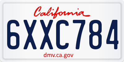 CA license plate 6XXC784