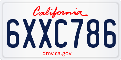 CA license plate 6XXC786