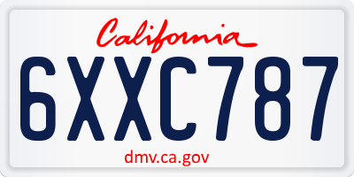 CA license plate 6XXC787