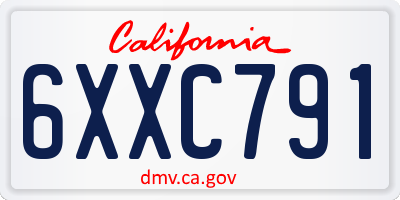 CA license plate 6XXC791
