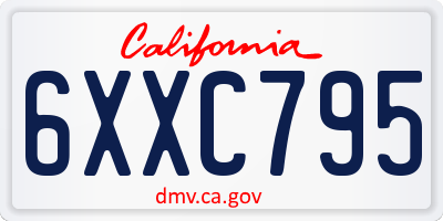 CA license plate 6XXC795