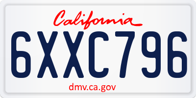 CA license plate 6XXC796