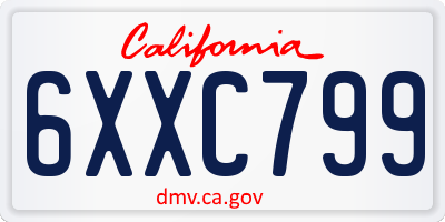 CA license plate 6XXC799