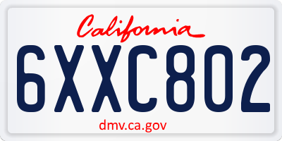 CA license plate 6XXC802