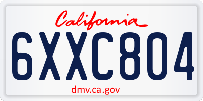 CA license plate 6XXC804