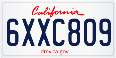 CA license plate 6XXC809
