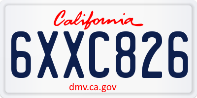 CA license plate 6XXC826