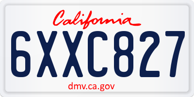 CA license plate 6XXC827