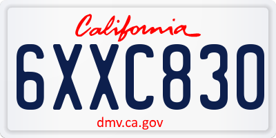 CA license plate 6XXC830