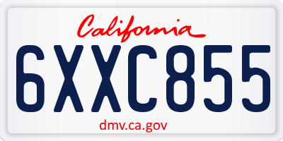 CA license plate 6XXC855