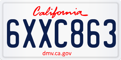 CA license plate 6XXC863