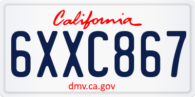 CA license plate 6XXC867