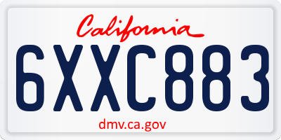 CA license plate 6XXC883