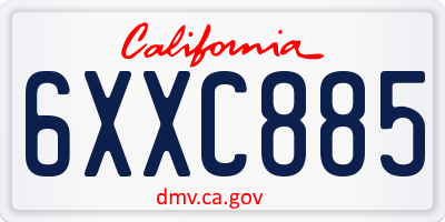 CA license plate 6XXC885