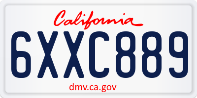 CA license plate 6XXC889