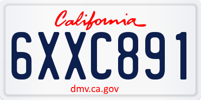 CA license plate 6XXC891