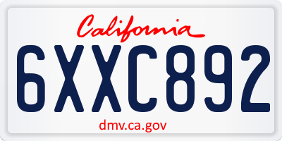 CA license plate 6XXC892