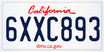CA license plate 6XXC893