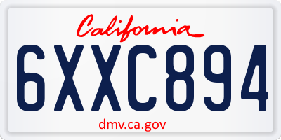 CA license plate 6XXC894