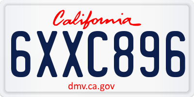 CA license plate 6XXC896