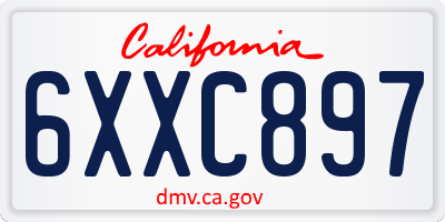 CA license plate 6XXC897