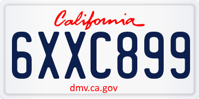 CA license plate 6XXC899