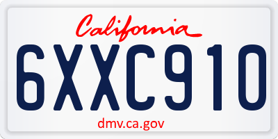 CA license plate 6XXC910