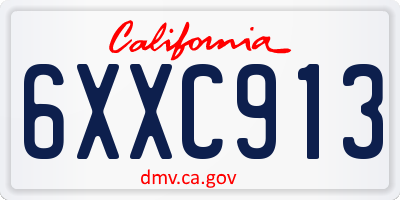 CA license plate 6XXC913