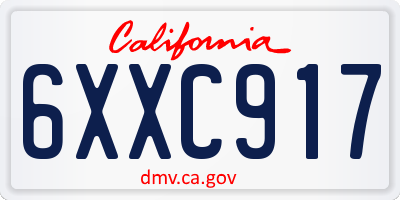 CA license plate 6XXC917