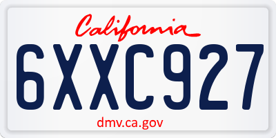 CA license plate 6XXC927