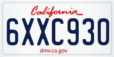 CA license plate 6XXC930