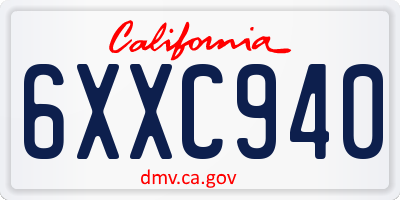 CA license plate 6XXC940