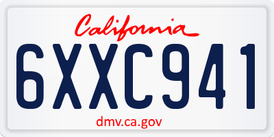 CA license plate 6XXC941
