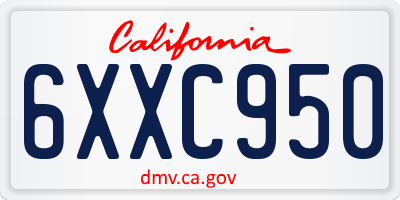 CA license plate 6XXC950