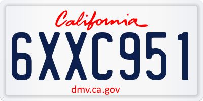 CA license plate 6XXC951